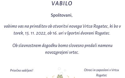 Vabilo otvoritev novega vrtca